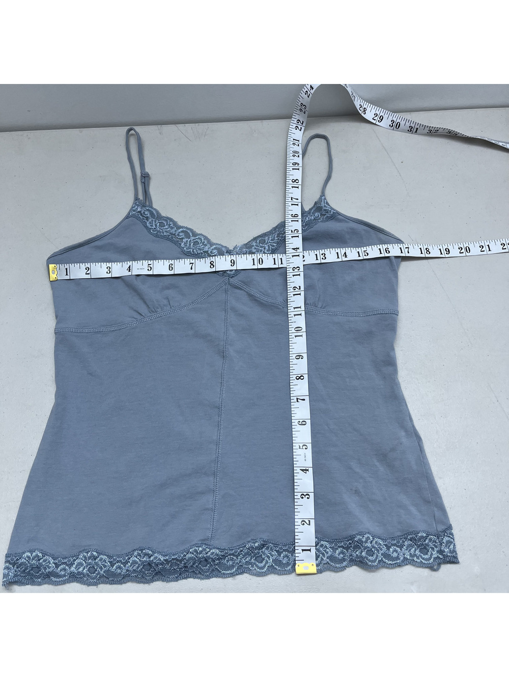 Y2K Mexx Grey Ish Blue Lace Trim Camisole Sz L Coquette 2000s Bella Swan Fairy - Picture 8 of 9